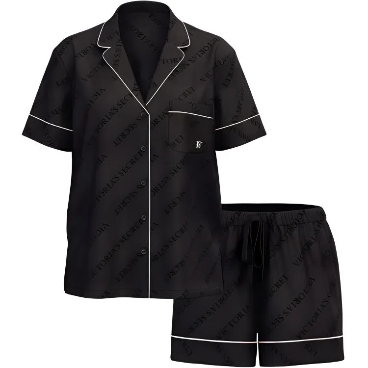 Victoria's Secret Satin Pajama Set Black