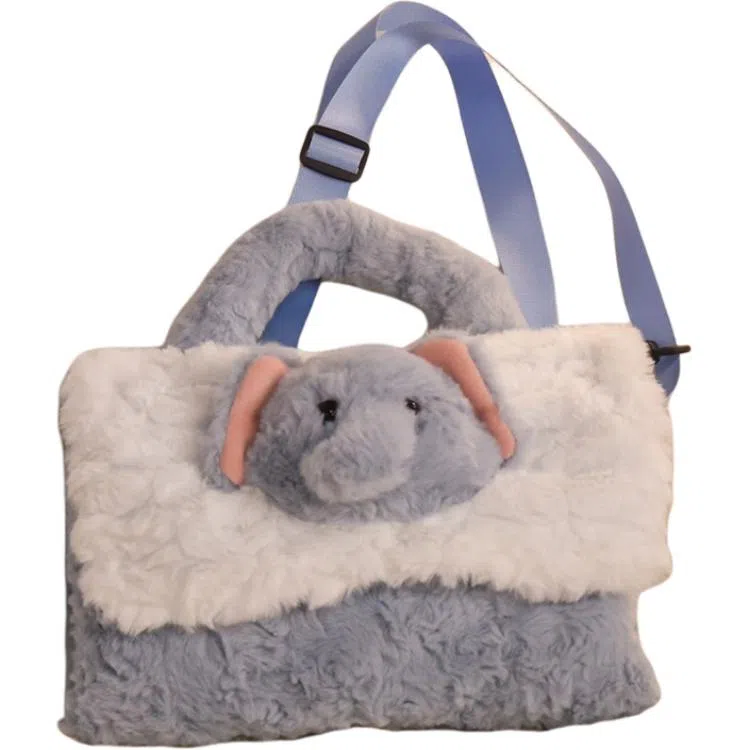 乐乐鱼 卡通可爱背包单肩卡通手提斜挎冬季可拆洗包包 治愈 玩偶周边