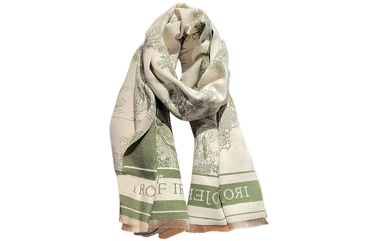 优幽兰 百搭高级感披肩韩版轻奢小众设计感水墨画国风围脖外搭两用复古氛围感上班通勤气质穿搭 仿羊绒 绒线围巾 女款