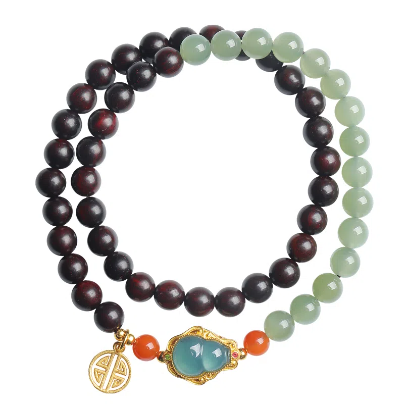 木盛缘 优雅葫芦搭高油高密佛珠双圈 小叶紫檀 手串 女款