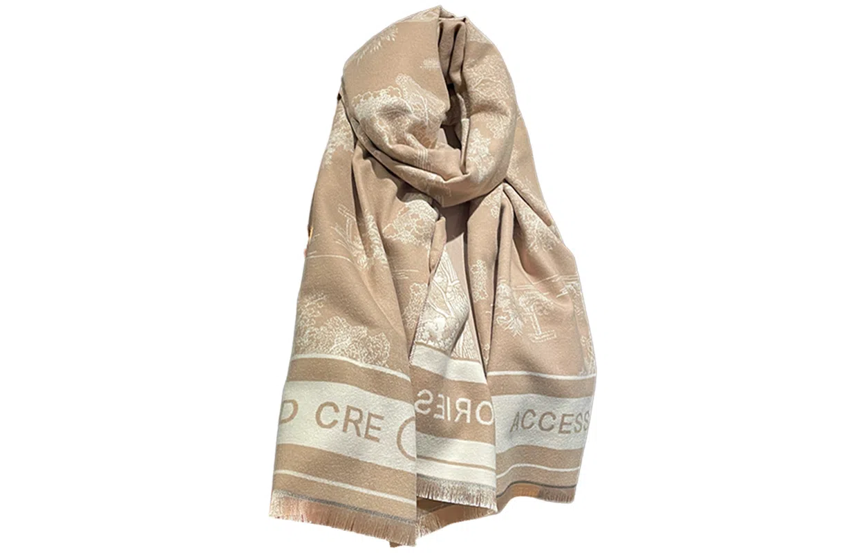 优幽兰 百搭高级感披肩韩版轻奢小众设计感水墨画国风围脖外搭两用复古氛围感上班通勤气质穿搭 仿羊绒 绒线围巾 女款