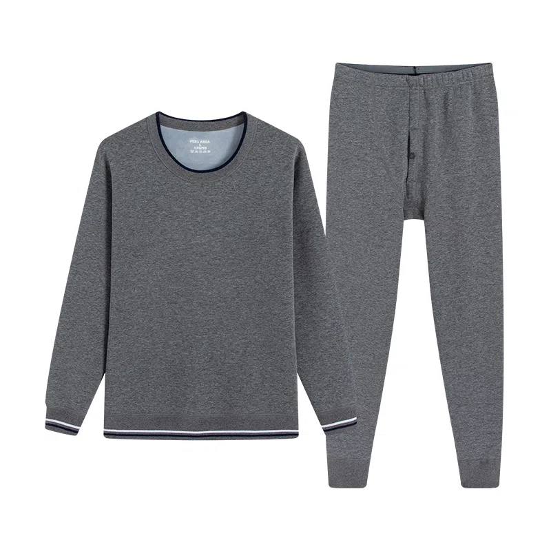 贴身领域 加厚加绒打底毛衫保暖套装 男款