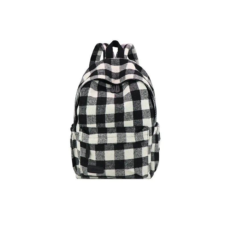 垣途者 经典格子百搭学生书包拉链开合 毛呢 双肩包 女款 多色