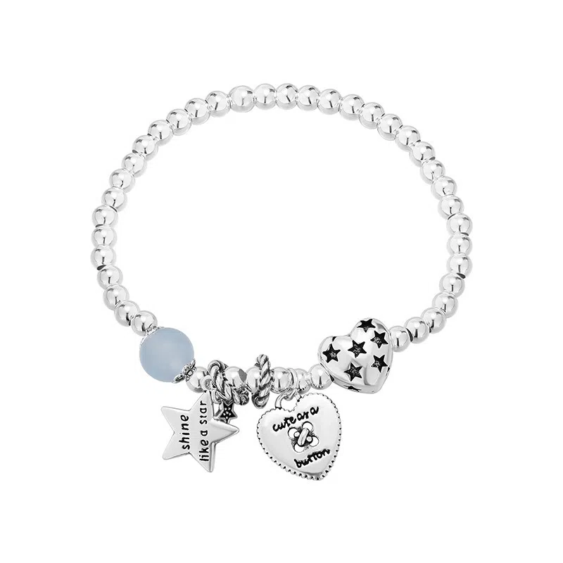 亲喜 摇滚甜心甜酷温柔可爱少女星星爱心多巴胺小清新森系优雅设计感酷街头嘻哈 合金 手链 女款 银色