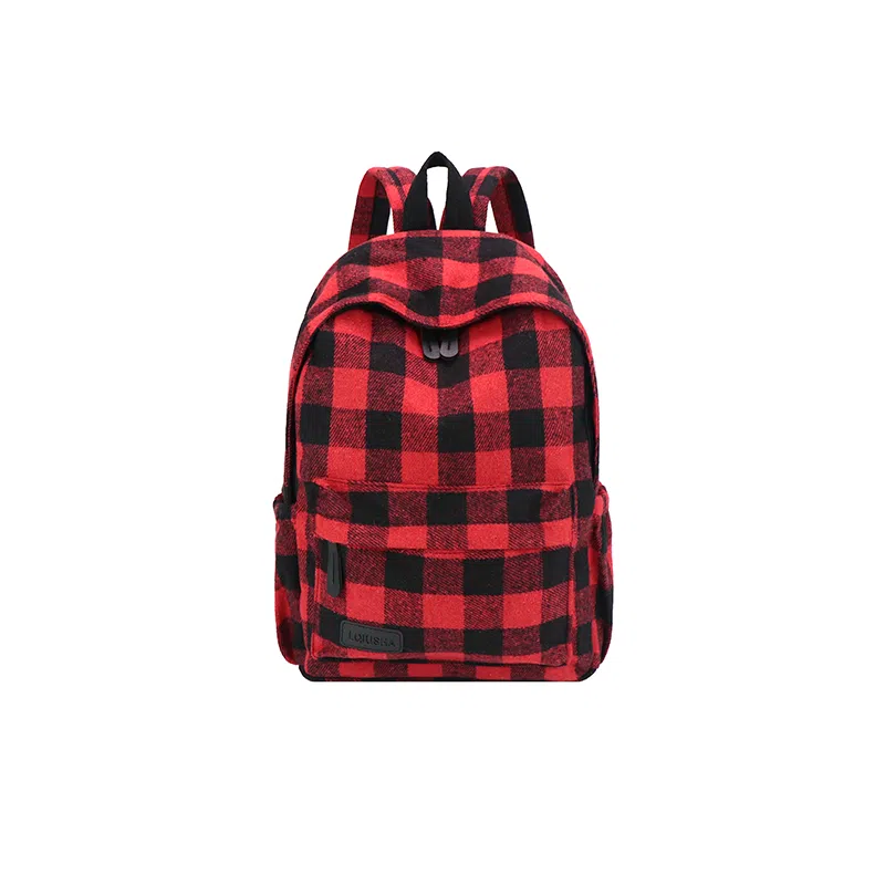 垣途者 经典格子百搭学生书包拉链开合 毛呢 双肩包 女款 多色