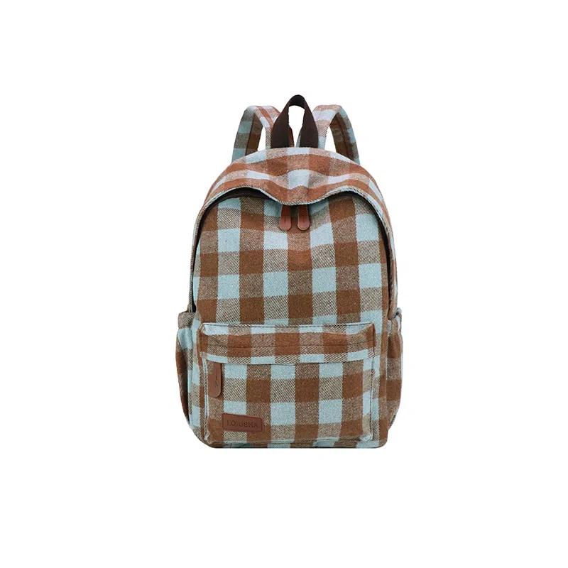 垣途者 经典格子百搭学生书包拉链开合 毛呢 双肩包 女款 多色