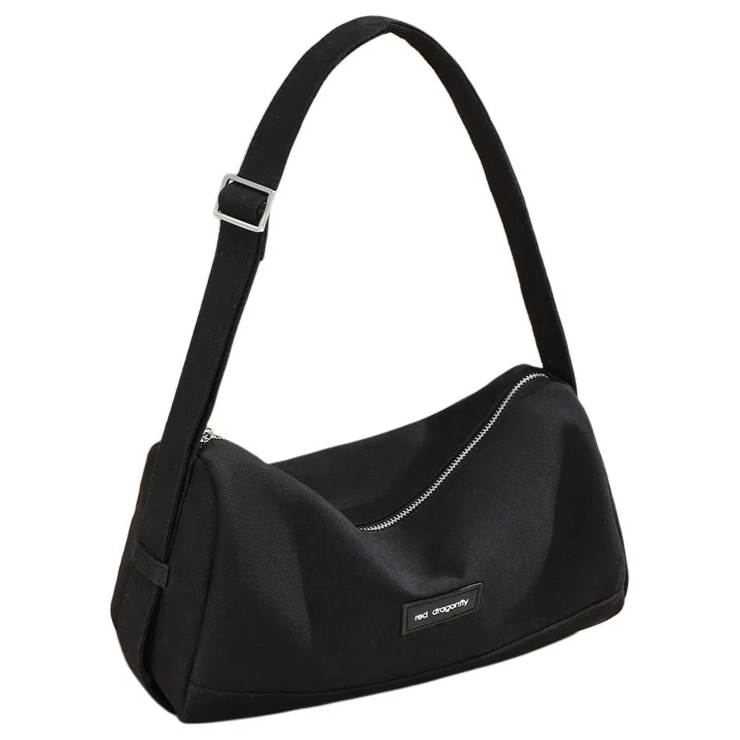 红蜻蜓 简约休闲百搭高级感运动 织物 斜挎包 中号 女款 黑/米白