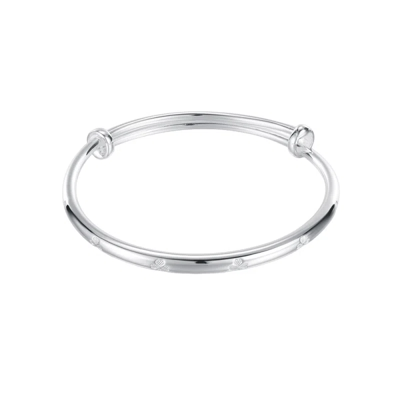 中国珠宝 四叶草推拉 爱心的四叶草 每一片都是爱你的形状  时来运转一帆风顺 新中式国潮风 轻奢精致高级感 足银 手镯 女款