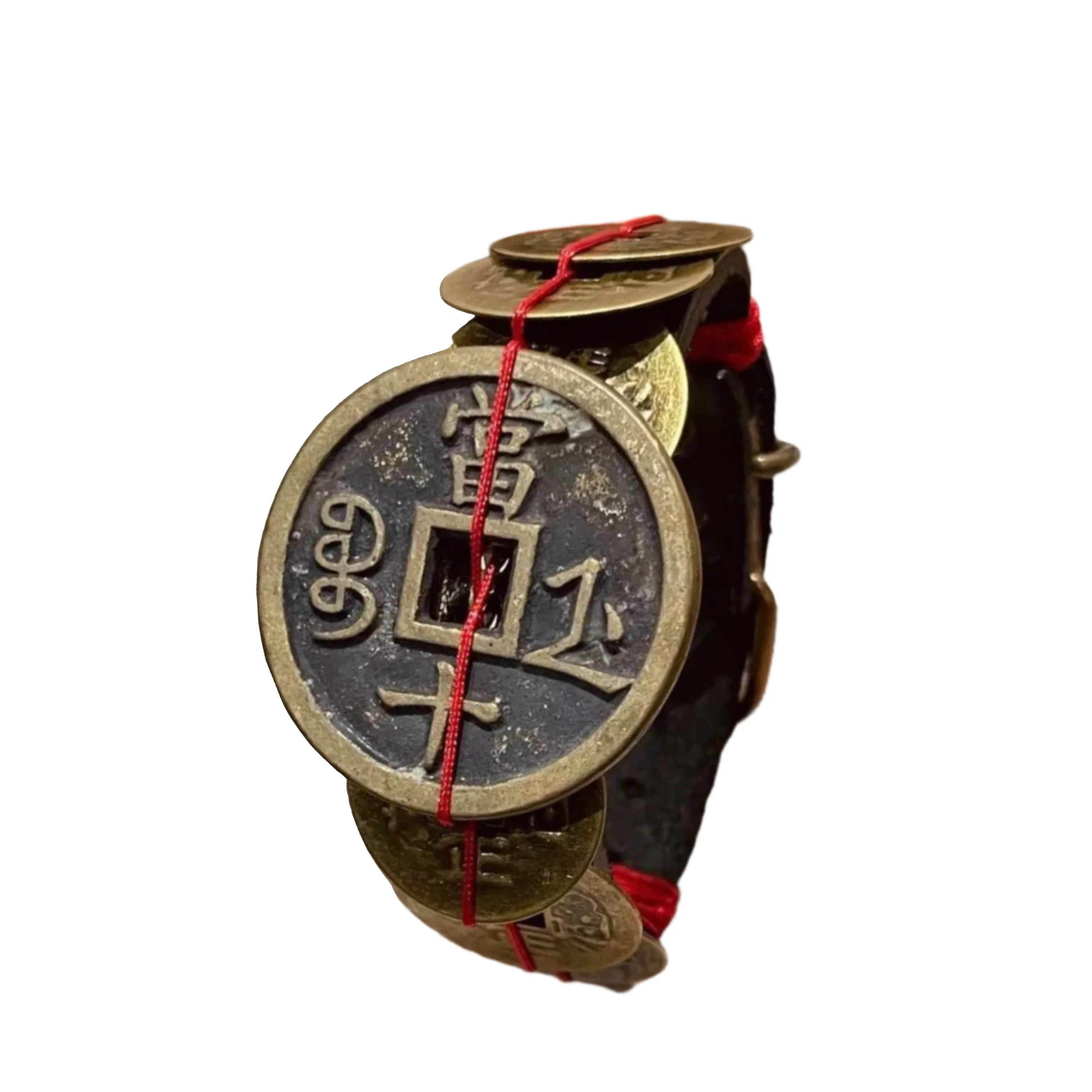 既白南兮 稻米系列 阿宁咸丰当十铜钱五帝钱做旧复古国风文创新中式 铜 合金 皮革 手环 男女同款情侣款