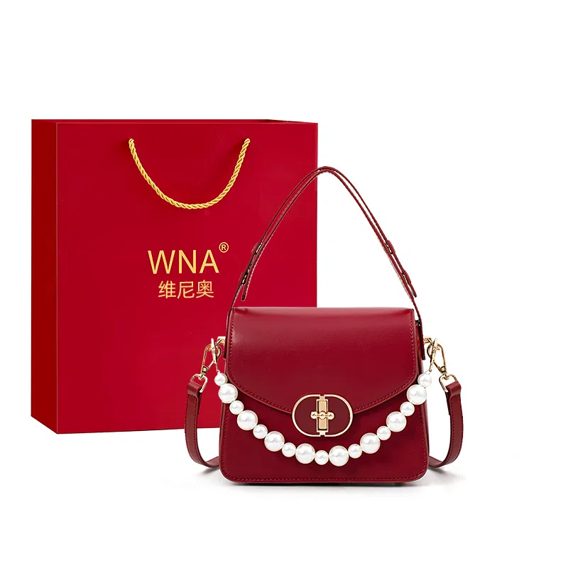 维尼奥 复古小众质感休闲简约高颜值时尚百搭 合成革 单肩斜挎包手提包 中号 女款 红色