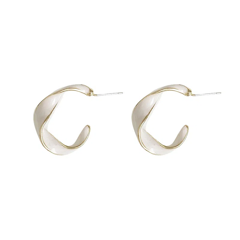 Yunxi Mobius Ring Earrings Red Copper Gold Plated