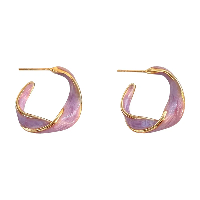Yunxi Mobius Ring Earrings Red Copper Gold Plated
