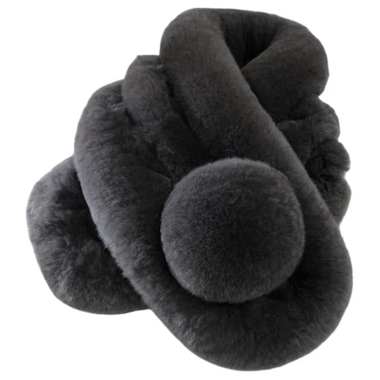 啄木鸟 甜美可爱软糯毛茸茸加绒加厚保暖防寒纯色高级感皮草时尚百搭 獭兔毛 绒线围巾 男女同款情侣款