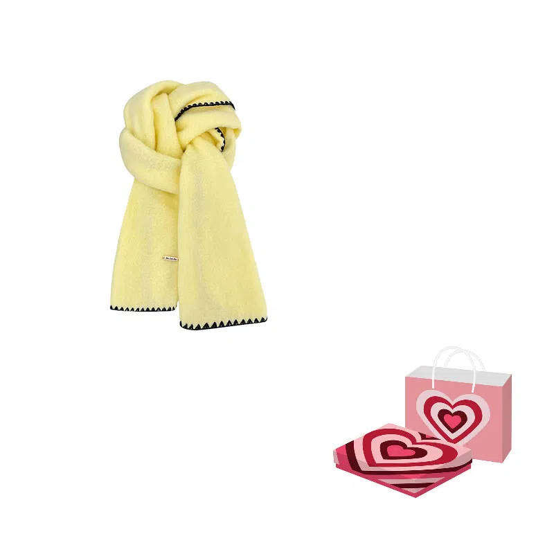 浪莎 超软糯锁边含羊毛围巾女生冬季纯色加厚保暖百搭韩系氛围感围脖护颈披肩 男女同款情侣款 礼盒装 绒线围巾 男女同款情侣款