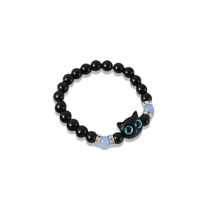 大唐国鼎 蓝色夜光奶酪猫咪  小众时尚简约设计潮酷个性小众高级感 好运 琉璃 玉石手串 男女同款情侣款