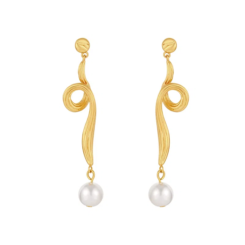 繁花系列 耳语 复古气质 合金 耳环 女款 金色