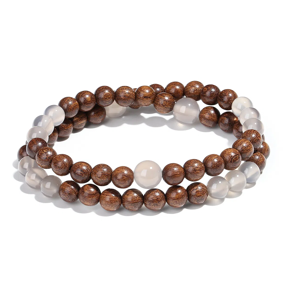 普陀山文创 新中式国风双圈叠戴转运珠复古小众气质文玩 好运 金丝檀木 手串 男女同款情侣款