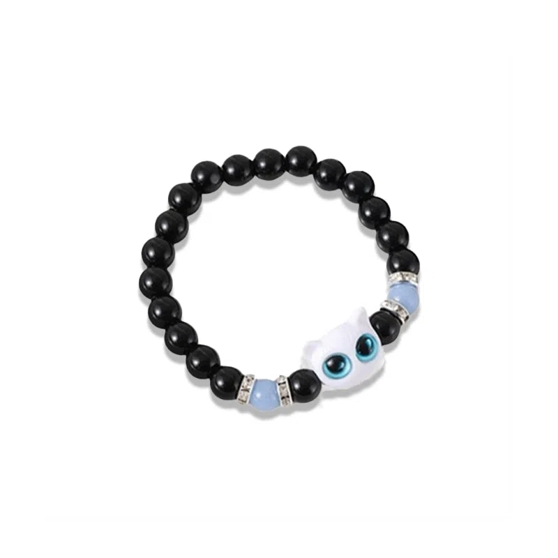 大唐国鼎 蓝色夜光奶酪猫咪  小众时尚简约设计潮酷个性小众高级感 好运 琉璃 玉石手串 男女同款情侣款