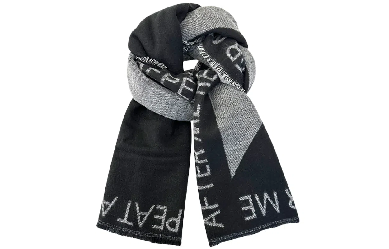 优幽兰 时尚百搭高级感字母小众设计感日系暗黑清冷风秋冬季加厚保暖学生韩系氛围感穿搭 绒线围巾 男女同款情侣款