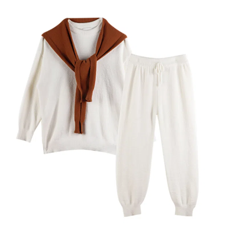 内在密码 保暖圆领套头外穿家居服长袖长裤三件套睡衣套装 男女同款