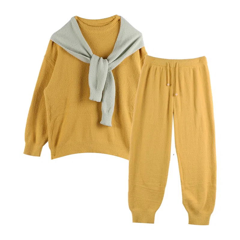 内在密码 保暖圆领套头外穿家居服长袖长裤三件套睡衣套装 男女同款