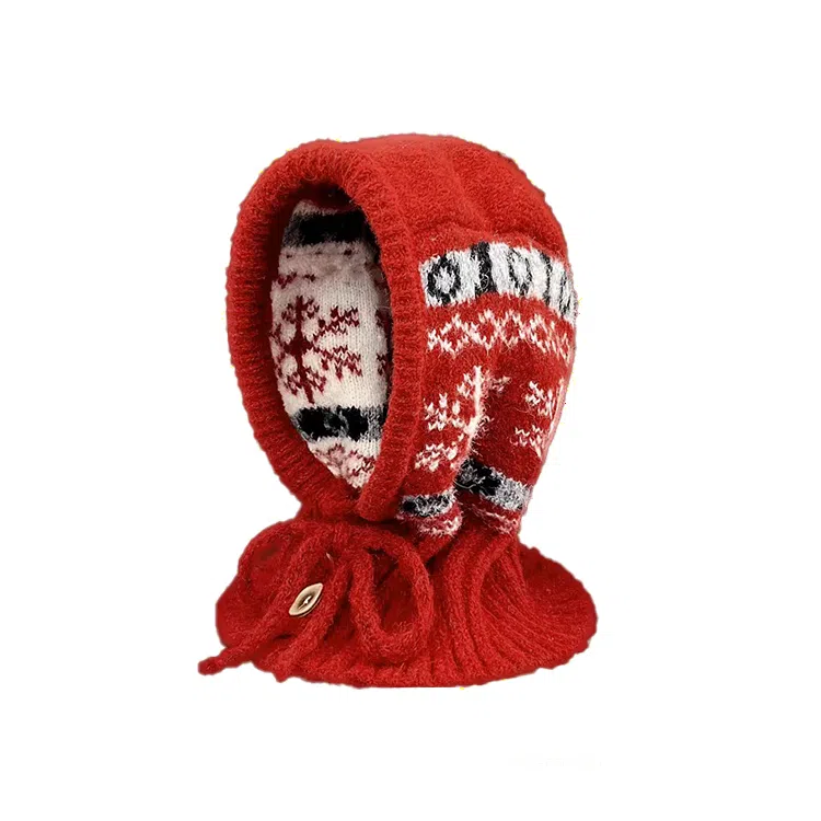【圣诞氛围】 浪莎 费尔岛风秋冬季氛围感巴拉克拉法帽女生显脸小保暖护耳针织毛线帽 涤纶 绒线帽 男女同款情侣款