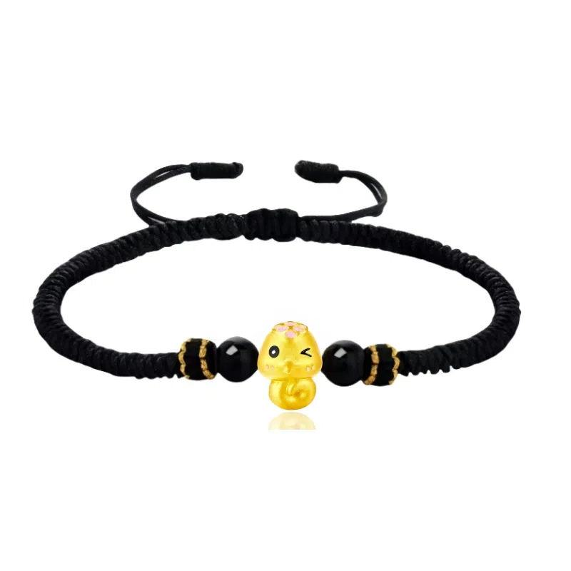 幸囍礼 好运来财萌趣眨眼小蛇 可爱灵蛇国风转运 诸事顺遂本命年轻奢配饰 玛瑙 手链 男女同款情侣款