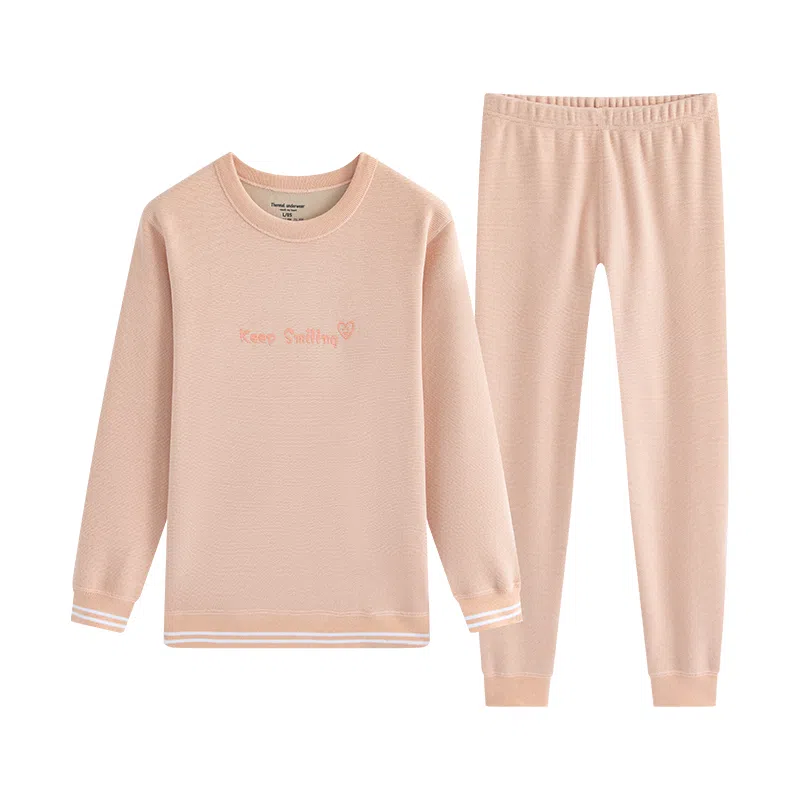 贴身领域 加绒加厚可爱青少年甜美亲肤舒适可外穿秋衣秋裤防寒冬季保暖套装 女款