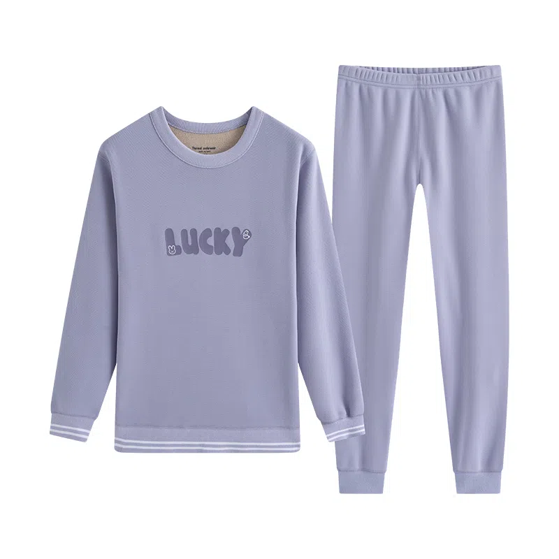 贴身领域 加绒加厚可爱青少年甜美亲肤舒适秋衣秋裤防寒冬季保暖套装 女款