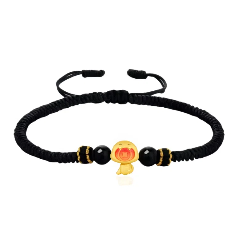 幸囍礼 福运铜钱蛇 幸运生肖蛇本命年转运 萌趣可爱财源广进小众手饰 玛瑙 手链 男女同款情侣款