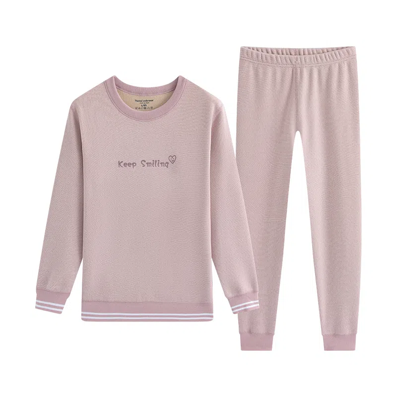 贴身领域 加绒加厚可爱青少年甜美亲肤舒适可外穿秋衣秋裤防寒冬季保暖套装 女款