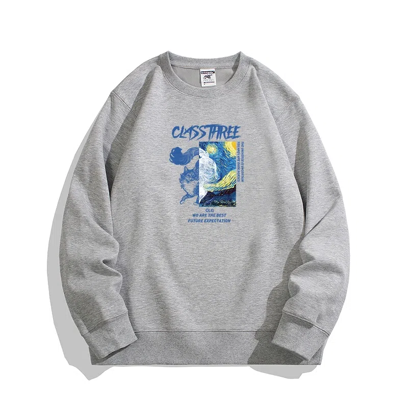 莫代尔 舒适亲肤潮流休闲时尚圆领字母长袖上衣可外穿打底衣 男女同款