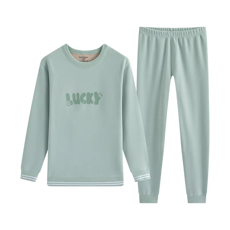 贴身领域 加绒加厚可爱青少年甜美亲肤舒适秋衣秋裤防寒冬季保暖套装 女款