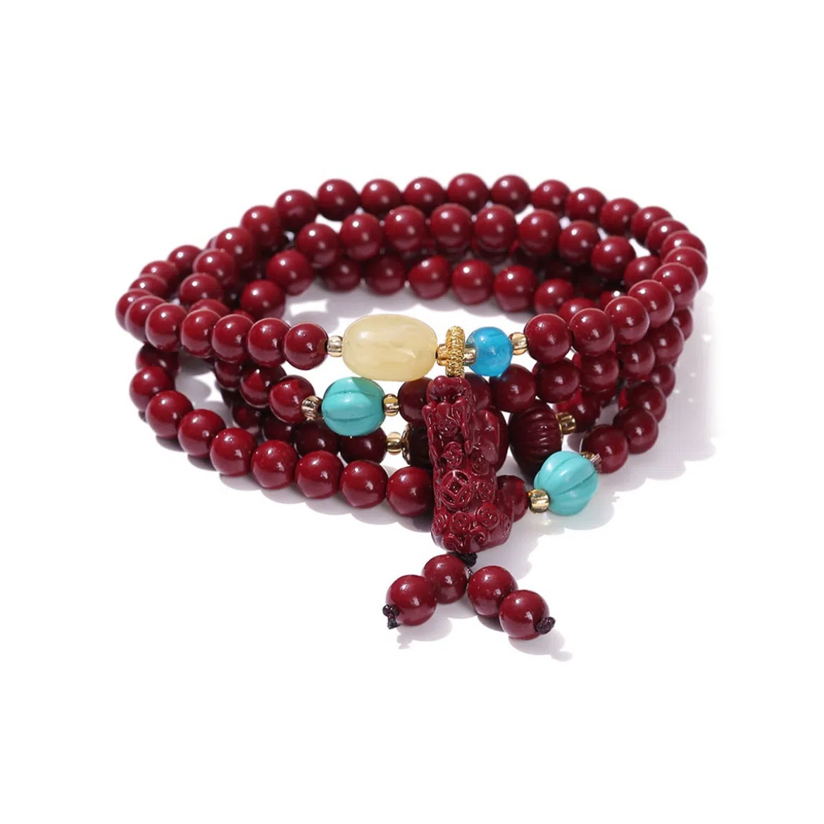 【消除108种烦恼】 琉堇 招财纳福吞金兽文玩手饰 国风新年送礼瑞兽貔貅招财进宝佛珠链 新年送礼#好运 朱砂 玉石手串 男女同款情侣款