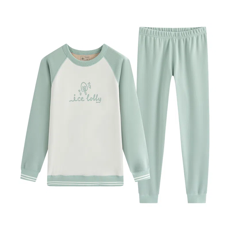 贴身领域 少女加绒加厚磨毛青少年可爱甜美亲肤舒适秋衣秋裤防寒冬季保暖套装 女款