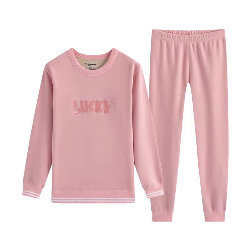 贴身领域 加绒加厚可爱青少年甜美亲肤舒适秋衣秋裤防寒冬季保暖套装 女款