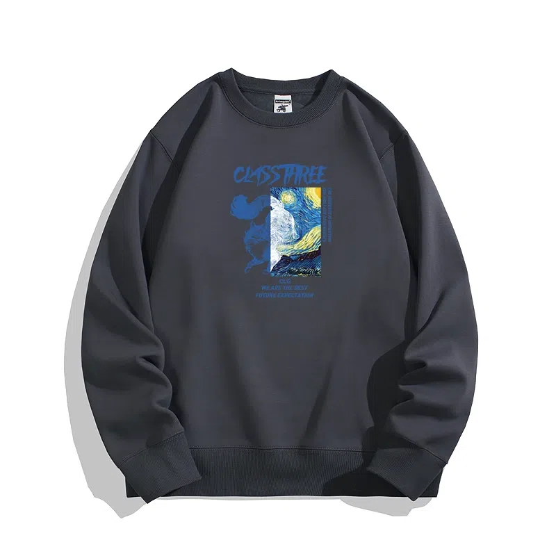 莫代尔 舒适亲肤潮流休闲时尚圆领字母长袖上衣可外穿打底衣 男女同款