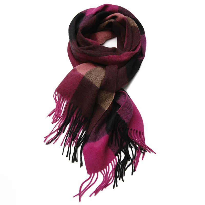 红豆 保暖百搭格纹时尚简约经典英伦格子 羊毛 绒线围巾 女款