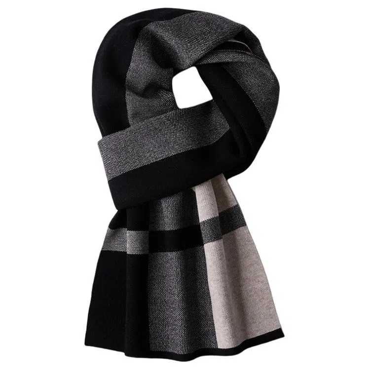 红豆 保暖加厚时尚百搭针织 羊毛 围巾 男款