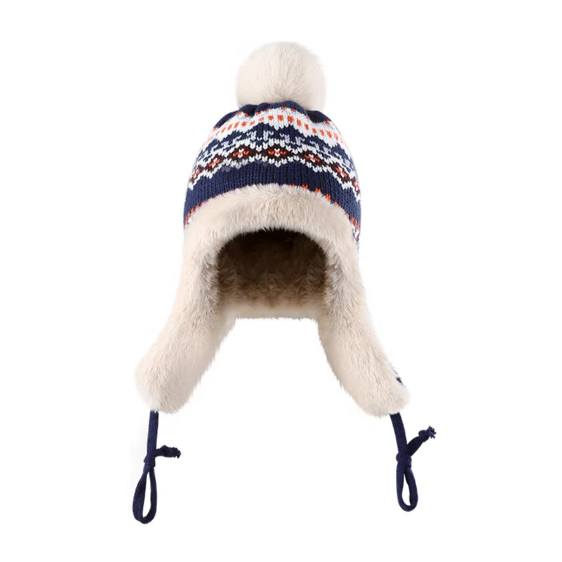 浪莎 冬季女东北防寒加绒保暖针织绒线帽显脸小护耳民族风显脸小棉帽防风雷锋帽 加厚 帽子 女款