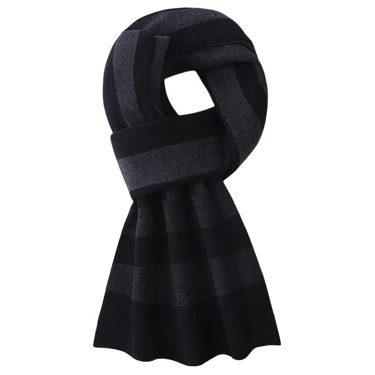 红豆 保暖加厚经典英伦格 羊毛 绒线围巾 男款