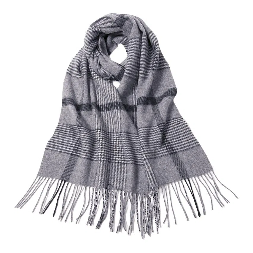 红豆 保暖加宽加厚经典英伦格 羊毛 绒线围巾 男款