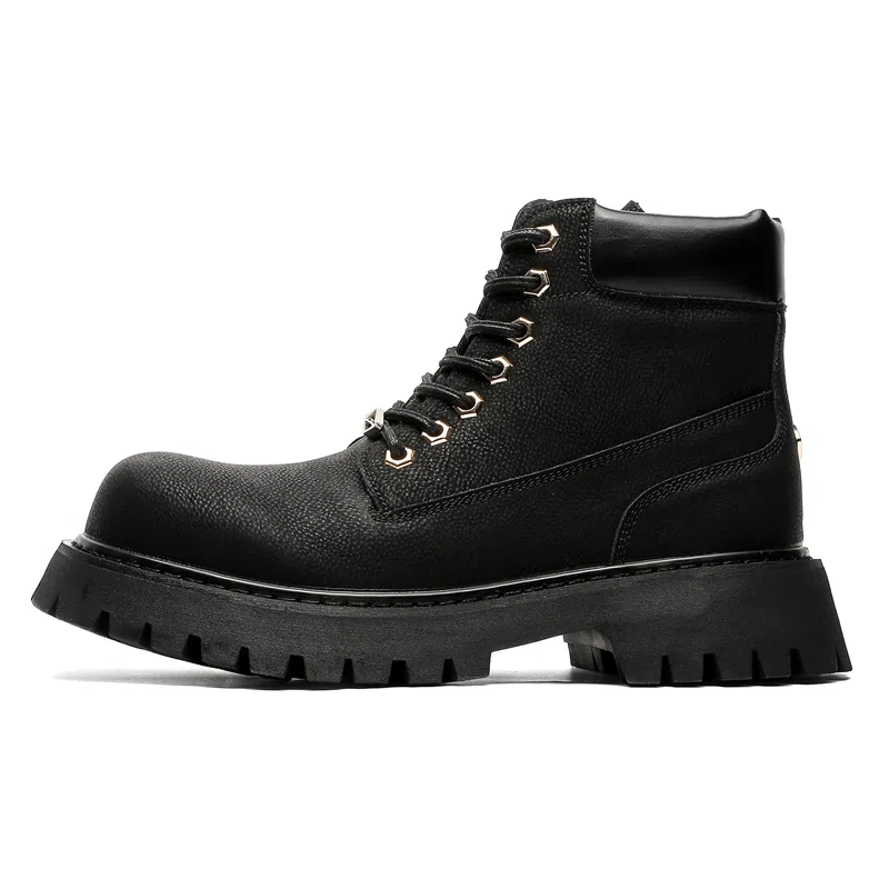 马丁靴男女同款情侣短靴 增高大黄靴 英伦风侧拉链户外登山工装靴