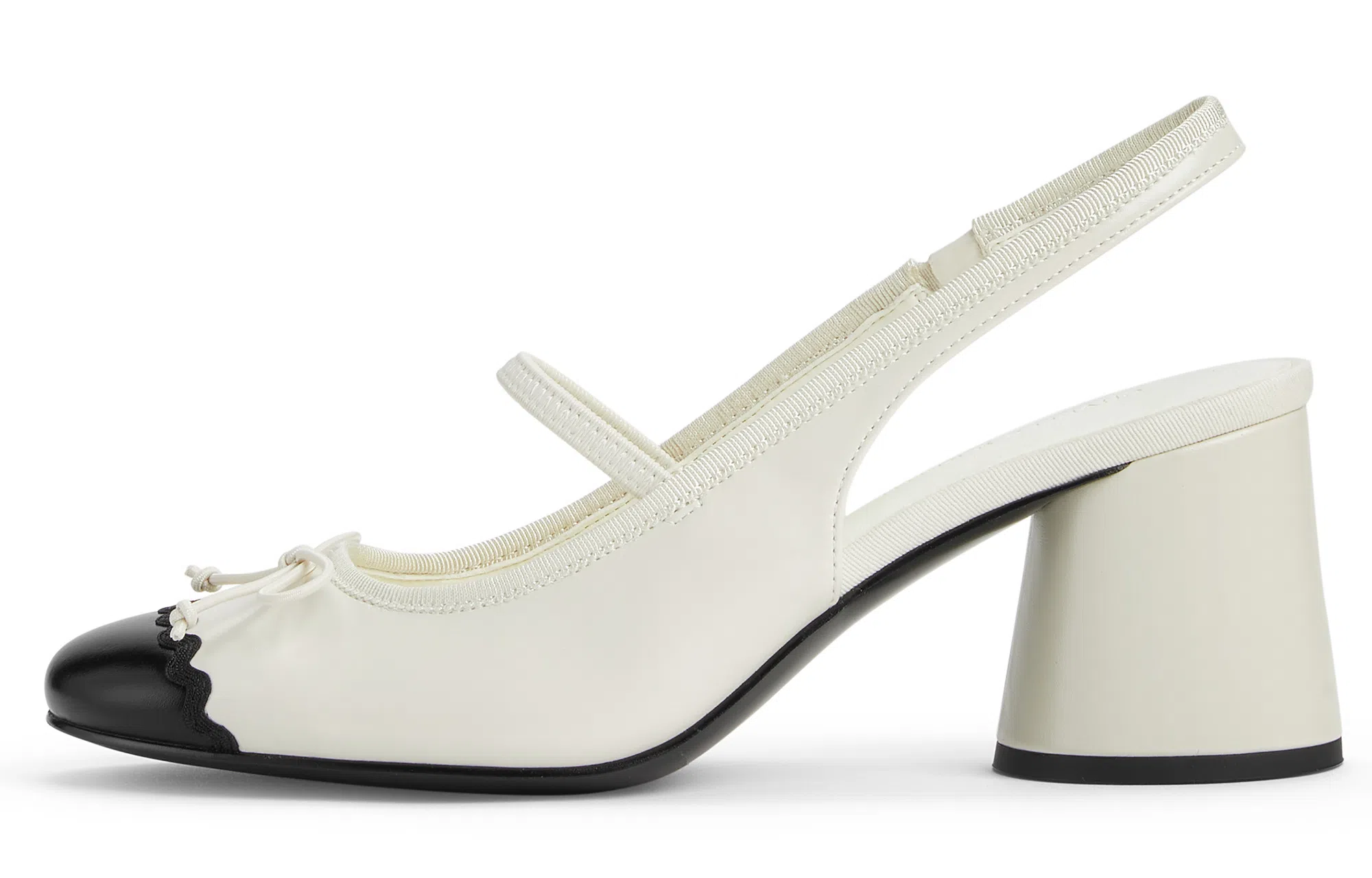 CHARLES&KEITH Chunky Heel Pumps Cream Black