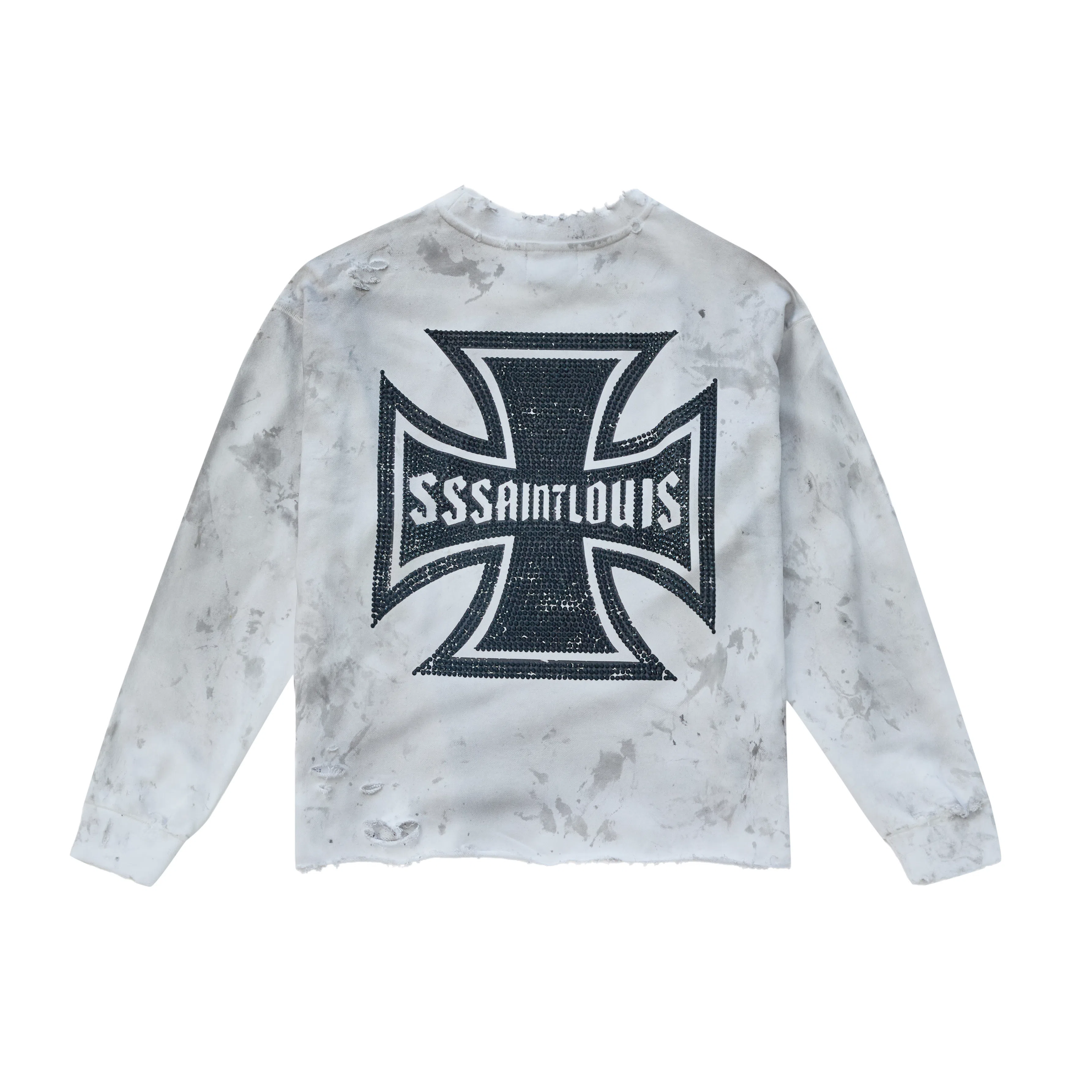 SSSAINT LOUIS Black Diamond Cross Badge Sweatshirt White