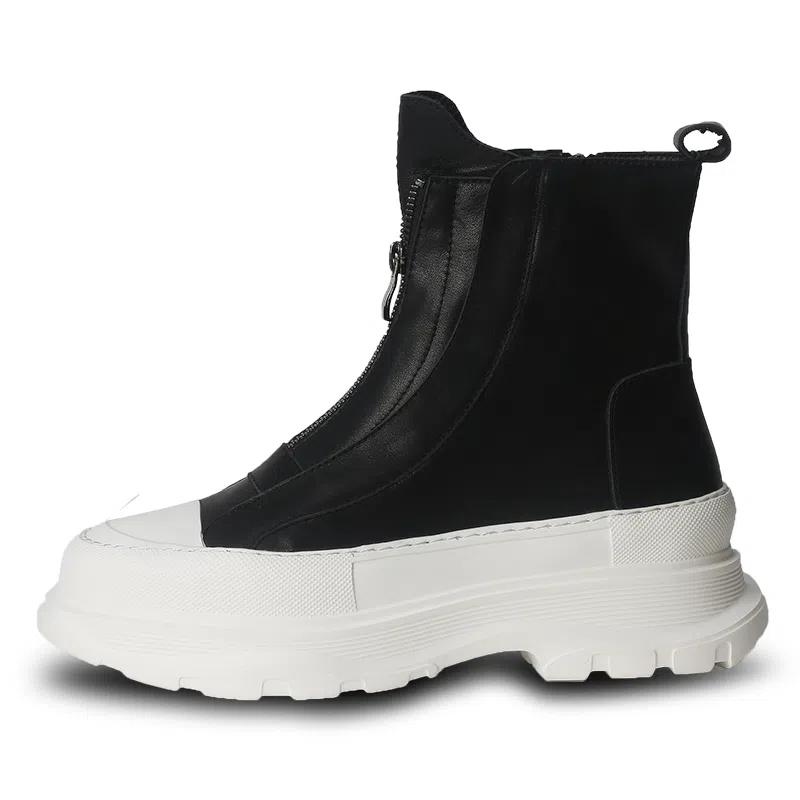 泰点 休闲厚底增高中跟 短靴 男款 黑