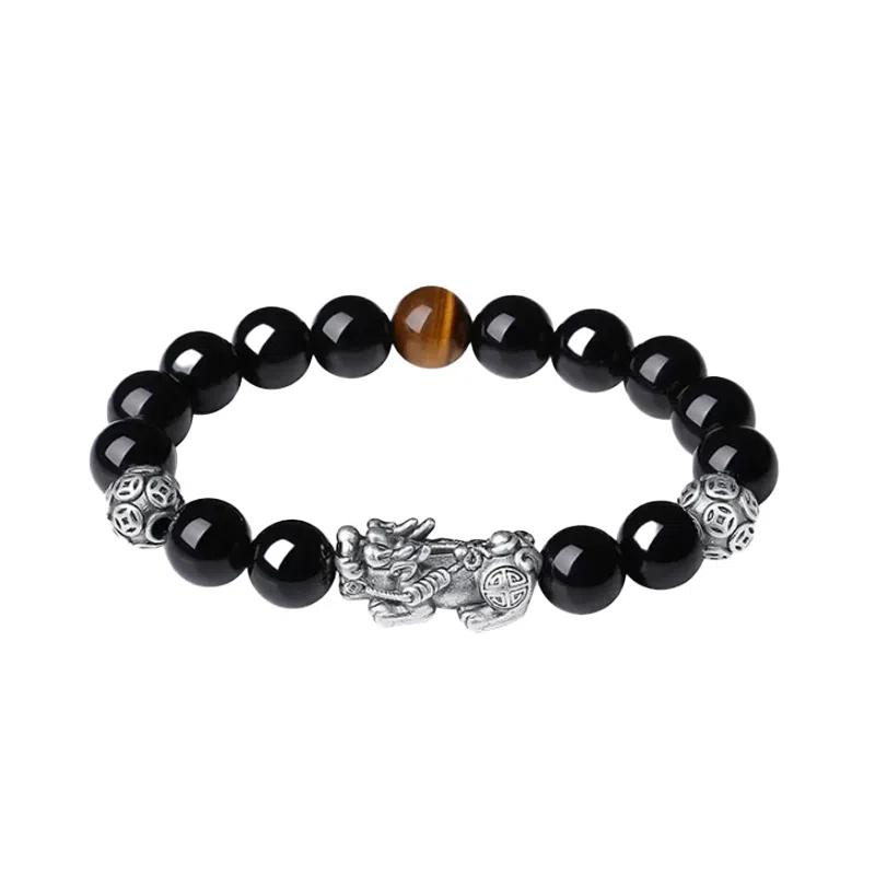 中国珠宝 貔貅祥瑞守护招财进宝 以八方之财为食 吞万物而不泄 平安喜乐 事事顺心 精雕细琢 栩栩如生 黑曜石 手串 男女同款情侣款