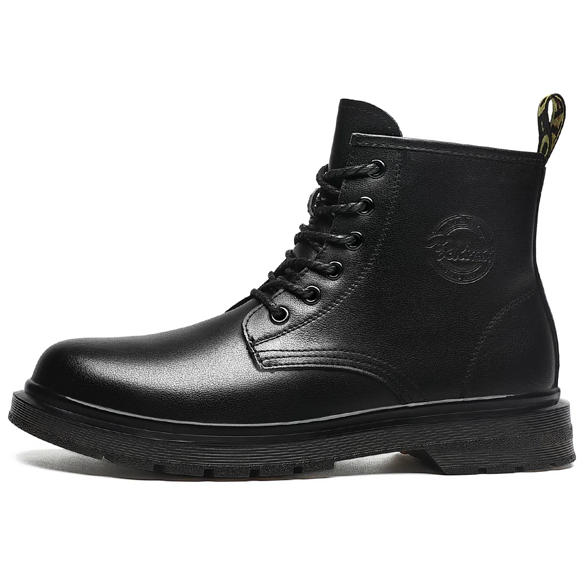 法派 皮革 加绒保暖英伦风 中筒 马丁靴 男款 黑色