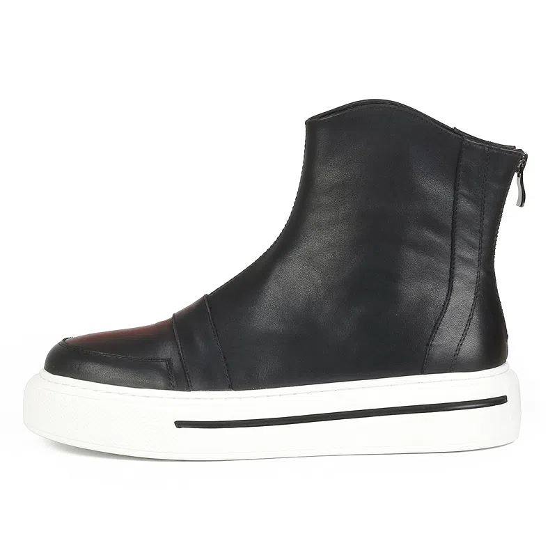 泰点 头层牛皮 时尚百搭 短靴 中跟 男款 黑色