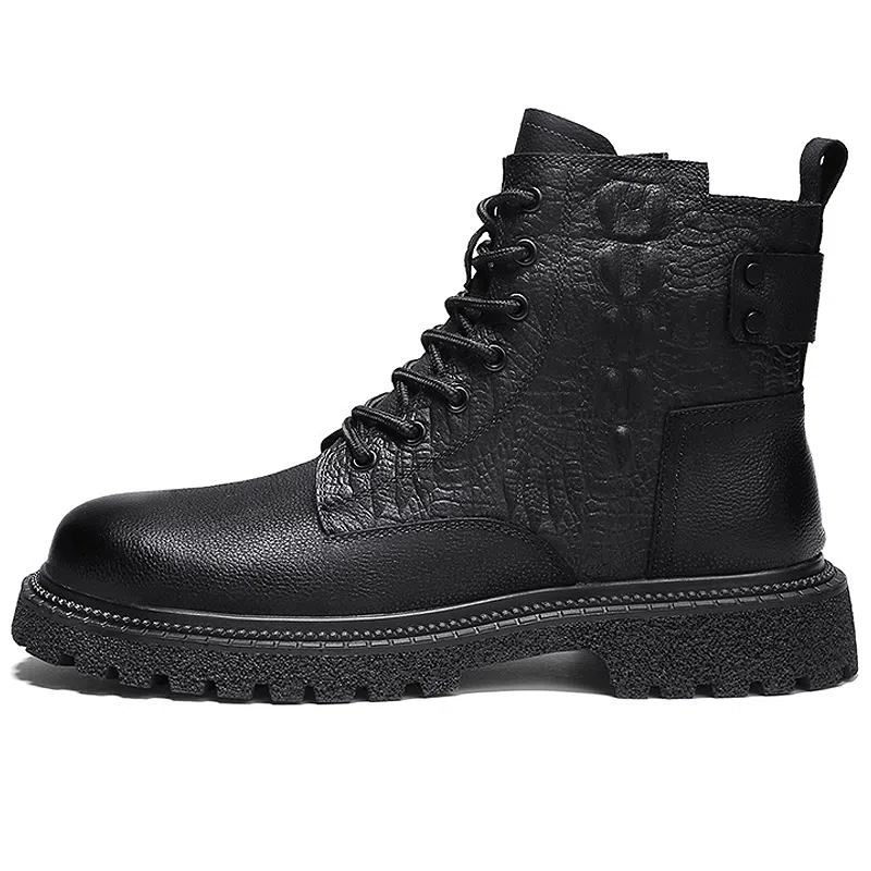 袋鼠头 牛剖层革 时尚百搭日常 短靴 男女同款 黑色